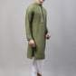 Men's Olive Green Cotton Silk Mirror Work Kurta Pyjama