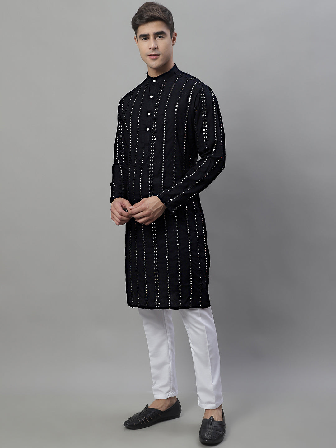 Men's Embroidered Mirror Work Kurta Payjama Sets