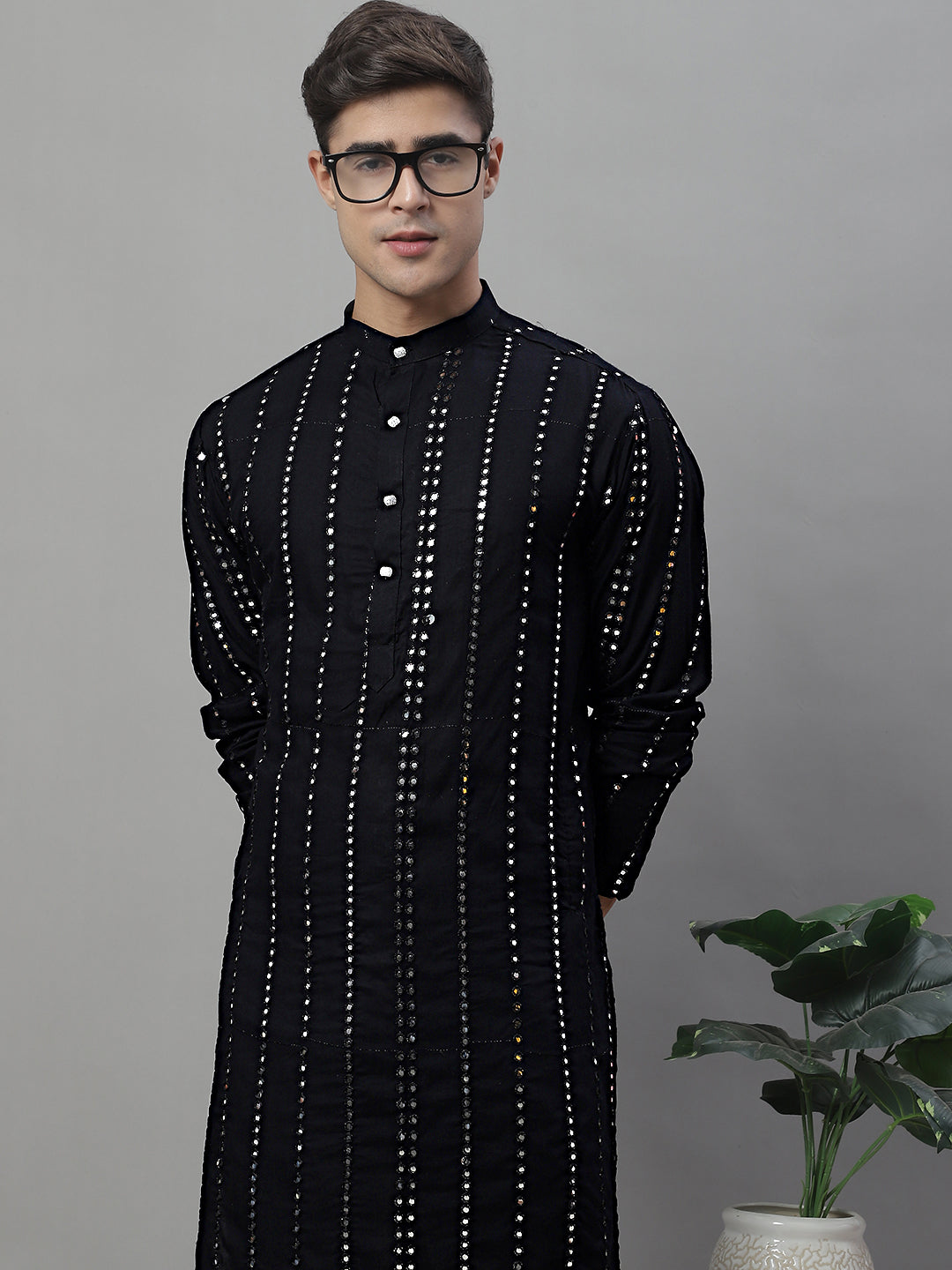 Men's Embroidered Mirror Work Kurta Payjama Sets