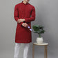 Men's Maroon Chikankari Embroidered and Sequence Kurta with Pyjama.