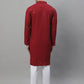 Men's Maroon Chikankari Embroidered and Sequence Kurta with Pyjama.