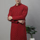 Men's Maroon Chikankari Embroidered and Sequence Kurta with Pyjama.