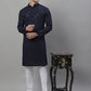 Men's Navy Blue Chikankari Embroidered and Sequence Kurta with Pyjama.