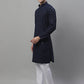 Men's Navy Blue Chikankari Embroidered and Sequence Kurta with Pyjama.