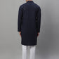 Men's Navy Blue Chikankari Embroidered and Sequence Kurta with Pyjama.