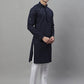 Men's Navy Blue Chikankari Embroidered and Sequence Kurta with Pyjama.