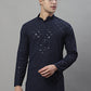 Men's Navy Blue Chikankari Embroidered and Sequence Kurta with Pyjama.