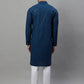 Men's Peacock Blue Chikankari Embroidered and Sequence Kurta with Pyjama.