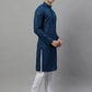 Men's Peacock Blue Chikankari Embroidered and Sequence Kurta with Pyjama.