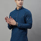 Men's Peacock Blue Chikankari Embroidered and Sequence Kurta with Pyjama.