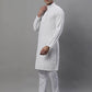 Men's White Chikankari Embroidered and Sequence Kurta with Pyjama.