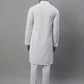 Men's White Chikankari Embroidered and Sequence Kurta with Pyjama.