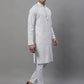 Men's White Chikankari Embroidered and Sequence Kurta with Pyjama.