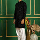 Men Black Embroidered and Sequence Kurta with Salwar