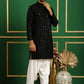 Men Black Embroidered and Sequence Kurta with Salwar