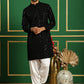 Men Black Embroidered and Sequence Kurta with Salwar