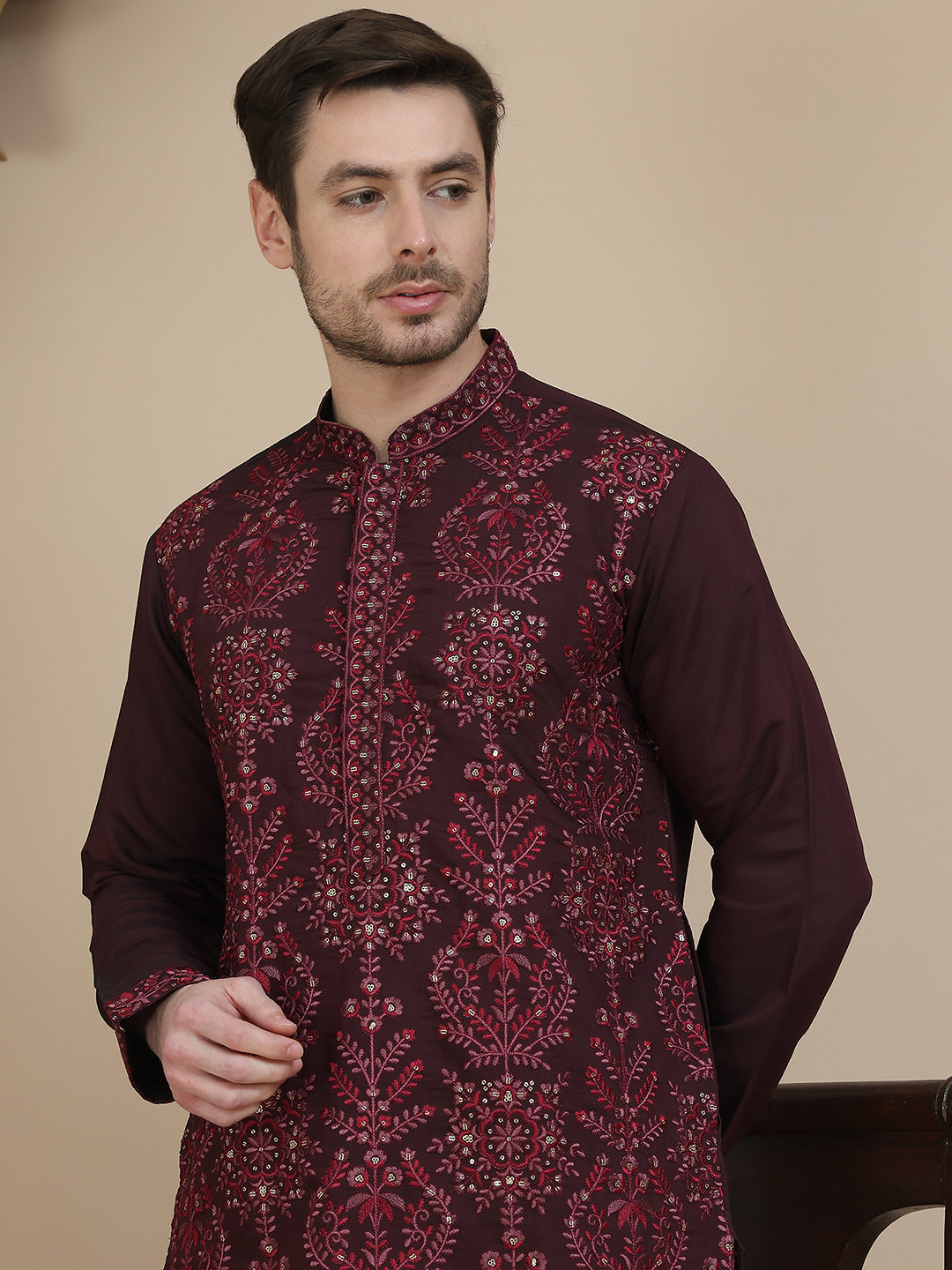 Embroidered Silk Blend Kurta with Salwar ( JOKP SP-B 5180 Purple )