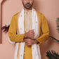 Embroidered Mustard Silk Blend Kurta Salwar and Dupatta Set for Men