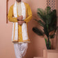 Embroidered Mustard Silk Blend Kurta Salwar and Dupatta Set for Men