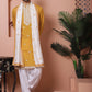 Embroidered Mustard Silk Blend Kurta Salwar and Dupatta Set for Men
