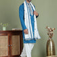 Embroidered Blue Silk Blend Kurta Salwar and Dupatta Set for Men ( JOKP SP-D 5077Peacock )