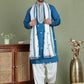 Embroidered Blue Silk Blend Kurta Salwar and Dupatta Set for Men ( JOKP SP-D 5077Peacock )