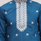 Embroidered Blue Silk Blend Kurta Salwar and Dupatta Set for Men ( JOKP SP-D 5077Peacock )