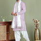 Embroidered Blue Silk Blend Kurta Salwar and Dupatta Set for Men ( JOKP SP-D 5077Purple )
