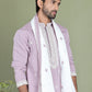 Embroidered Blue Silk Blend Kurta Salwar and Dupatta Set for Men ( JOKP SP-D 5077Purple )