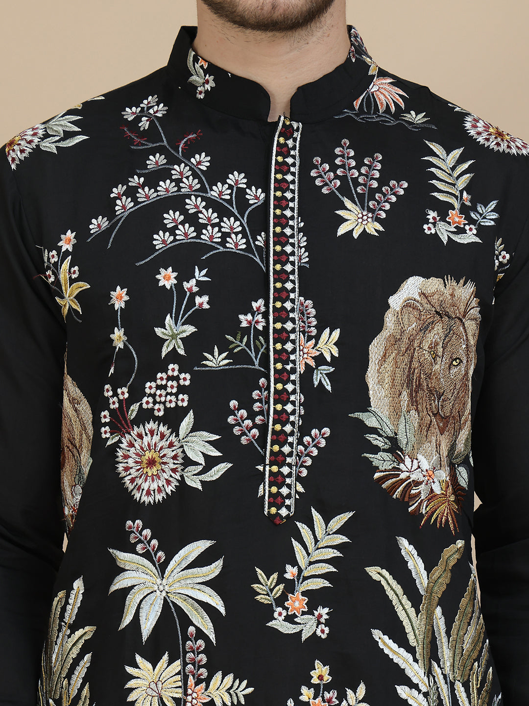 Embroidered Silk Blend Kurta with Salwar ( JOKP SP-W 5138 Black )