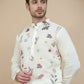 Embroidered Silk Blend Kurta with White Salwar ( JOKP SP-W 5140 White )