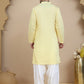 Embroidered Silk Blend Kurta with White Salwar ( JOKP SP-W 5140 Yellow )