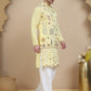 Embroidered Silk Blend Kurta with White Salwar ( JOKP SP-W 5140 Yellow )