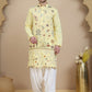Embroidered Silk Blend Kurta with White Salwar ( JOKP SP-W 5140 Yellow )