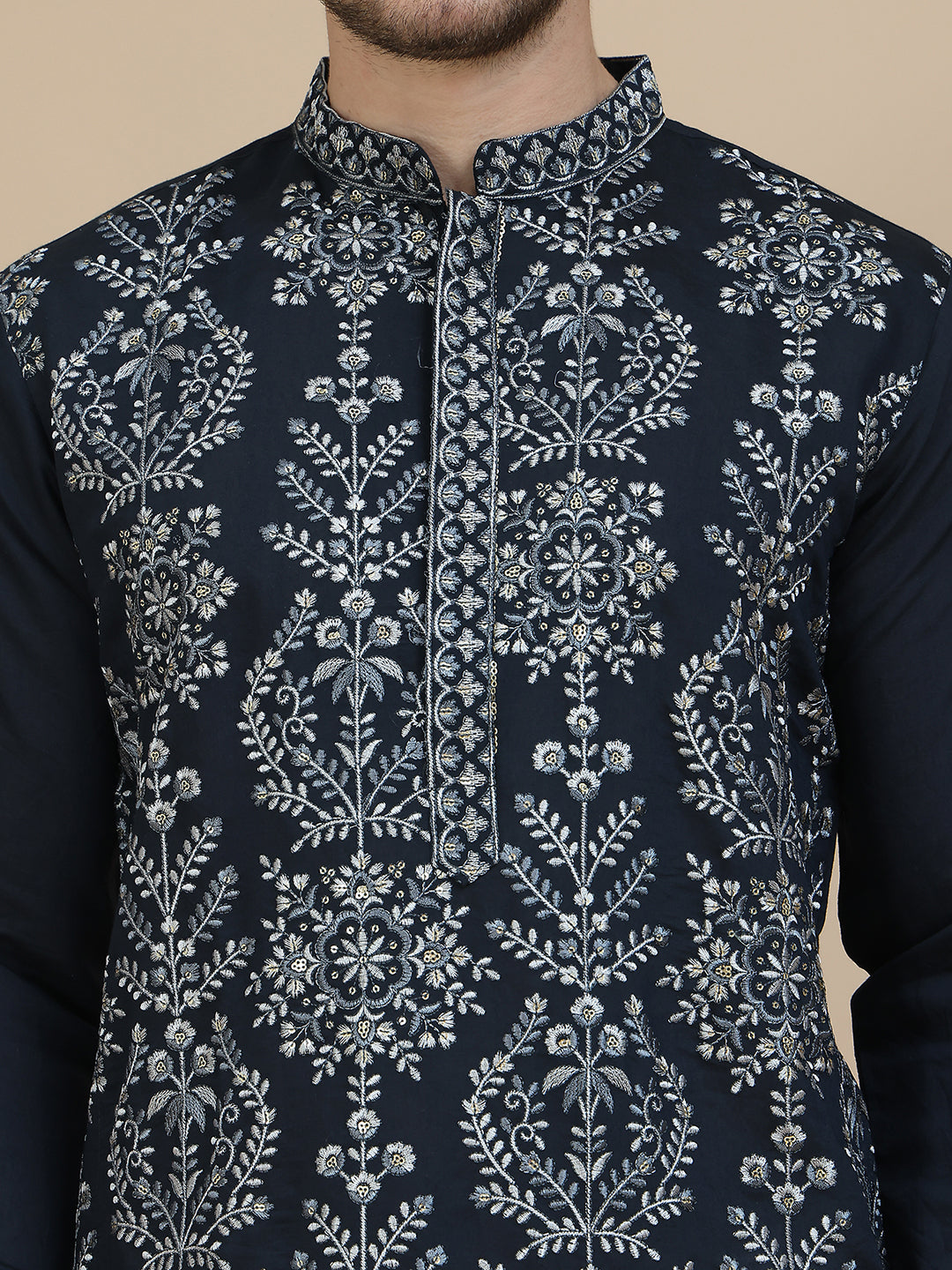 Embroidered Silk Blend Kurta with Salwar ( JOKP SP-W 5180 Navy )