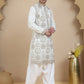Embroidered Silk Blend Kurta with Salwar ( JOKP SP-W 5180 White )