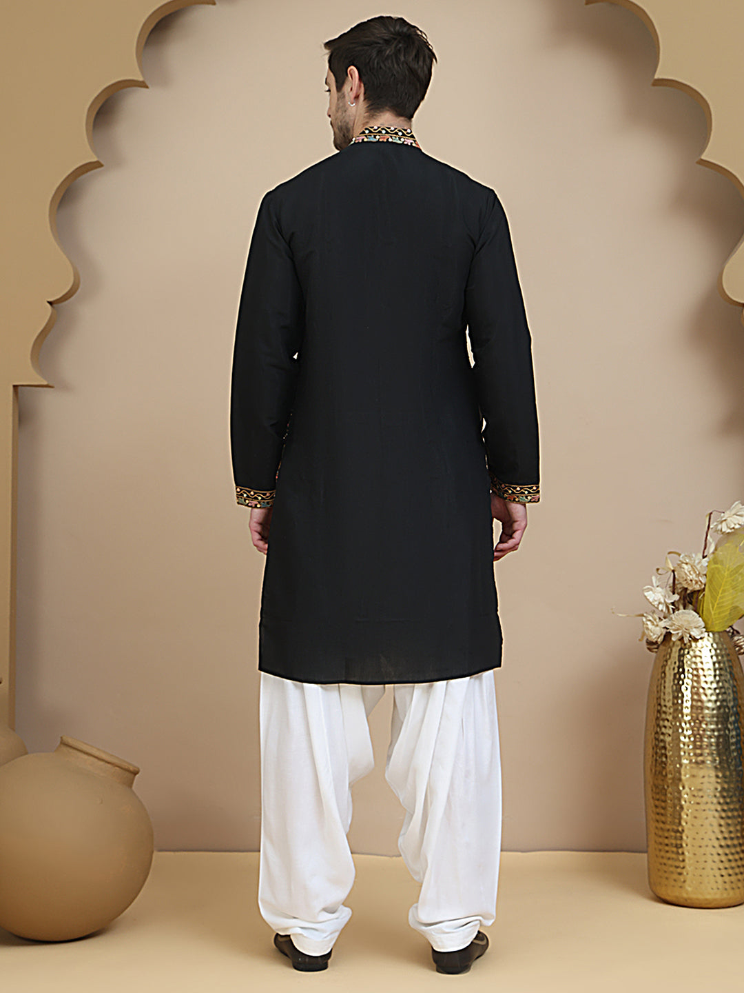 Floral Embroidered Straight Kurta With Salwar ( JOKP SP-W 5200 Black )