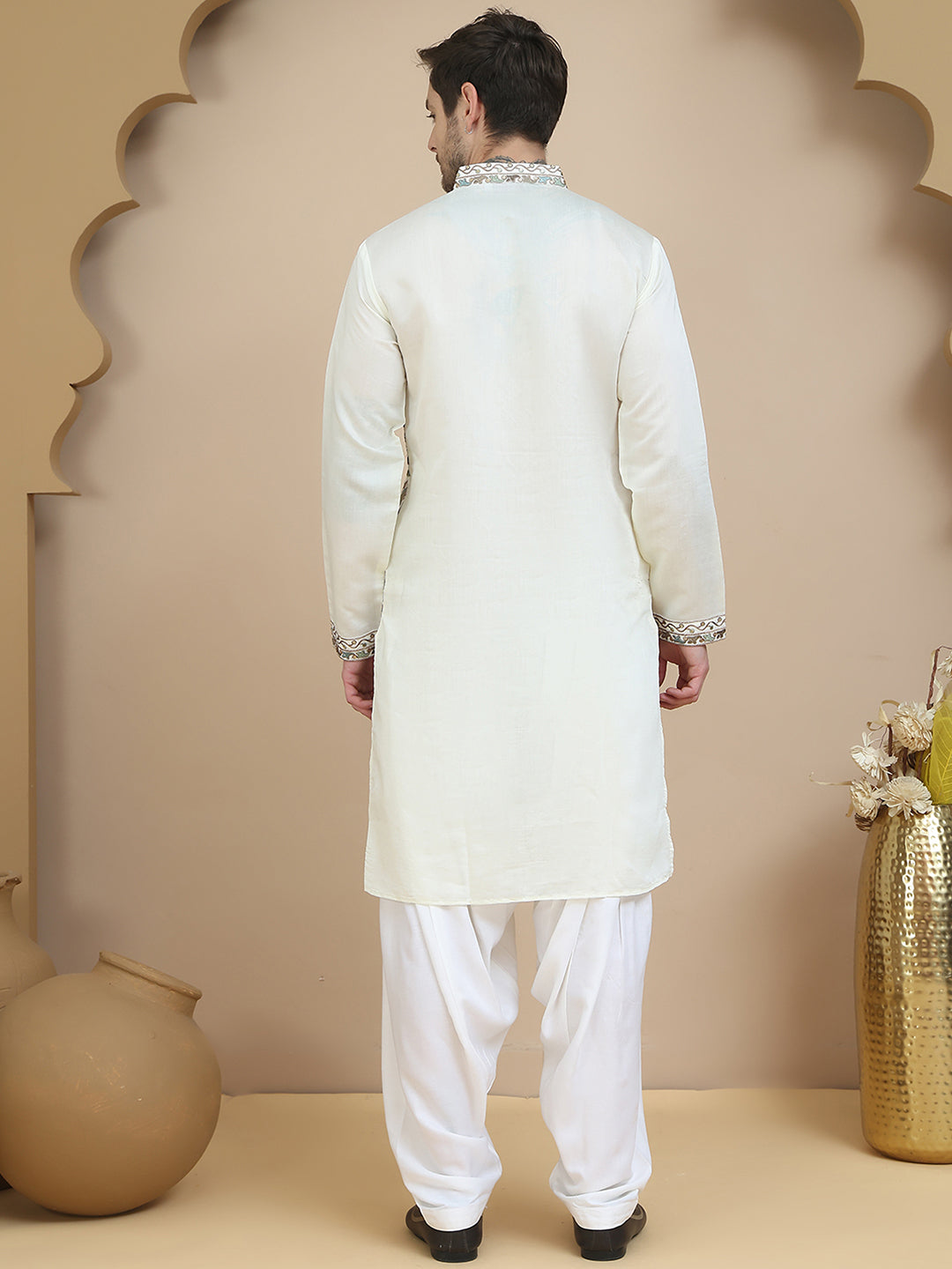 Floral Embroidered Straight Kurta With Salwar ( JOKP SP-W 5200 White )
