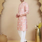 Elephant Embroidered Silk Blend Kurta Set for Men ( JOKP SP-W 5247 Peach )