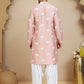 Elephant Embroidered Silk Blend Kurta Set for Men ( JOKP SP-W 5247 Peach )