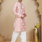 Elephant Embroidered Silk Blend Kurta Set for Men ( JOKP SP-W 5247 Peach )