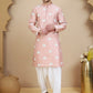Elephant Embroidered Silk Blend Kurta Set for Men ( JOKP SP-W 5247 Peach )