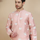 Elephant Embroidered Silk Blend Kurta Set for Men ( JOKP SP-W 5247 Peach )