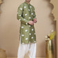 Elephant Embroidered Silk Blend Kurta Set for Men ( JOKP SP-W 5247 Pista )