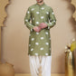Elephant Embroidered Silk Blend Kurta Set for Men ( JOKP SP-W 5247 Pista )