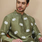 Elephant Embroidered Silk Blend Kurta Set for Men ( JOKP SP-W 5247 Pista )