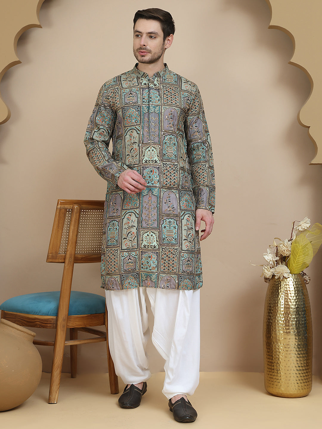 Embroidered Kurta with Classic White Salwar ( JOKP SP-W 5254 Blue )