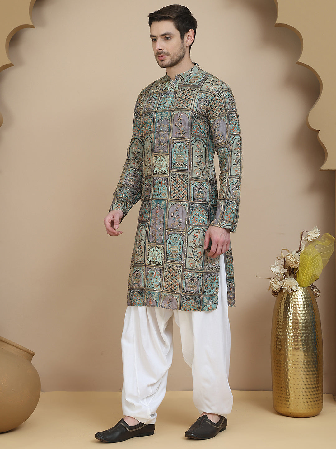 Embroidered Kurta with Classic White Salwar ( JOKP SP-W 5254 Blue )
