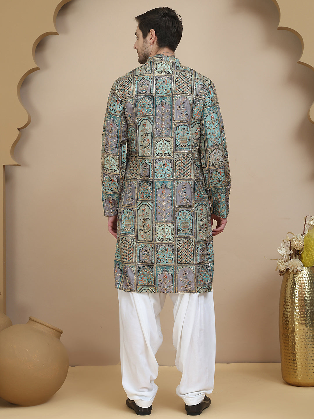 Embroidered Kurta with Classic White Salwar ( JOKP SP-W 5254 Blue )