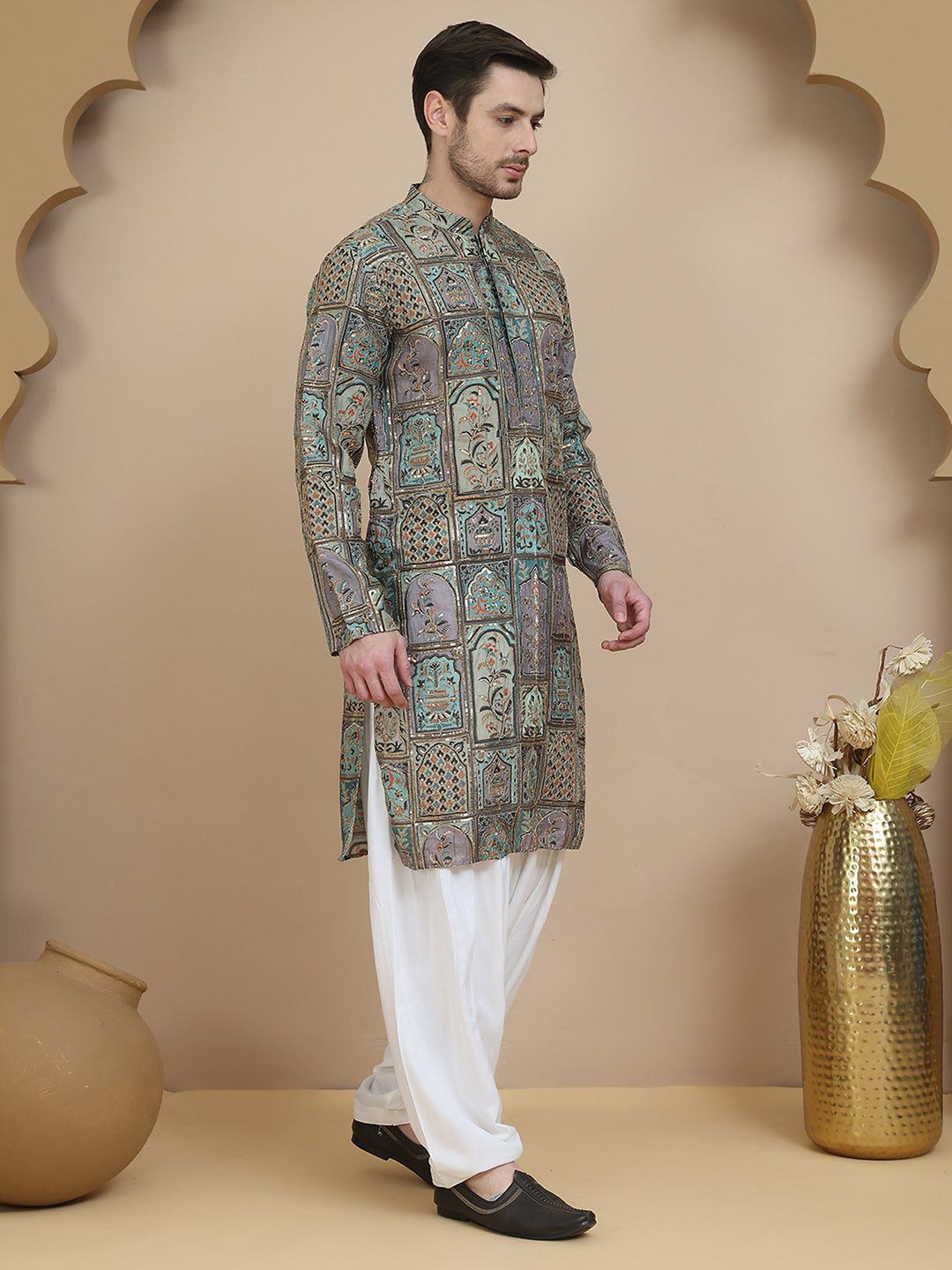 Embroidered Kurta with Classic White Salwar ( JOKP SP-W 5254 Blue )